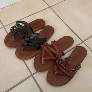 Universal thread strappy sandals (2) black and brown